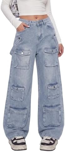 FEUSEUZ Gothic Work Pants Women's Hip-hop Street Multi Pocket
